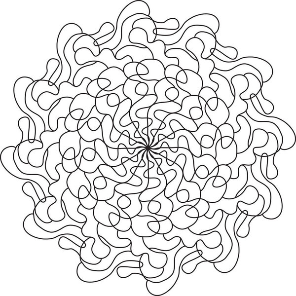 Circle mandala coloring page for adult. Black and white mandala poster. Relax and meditation. Beautiful nature ornament.