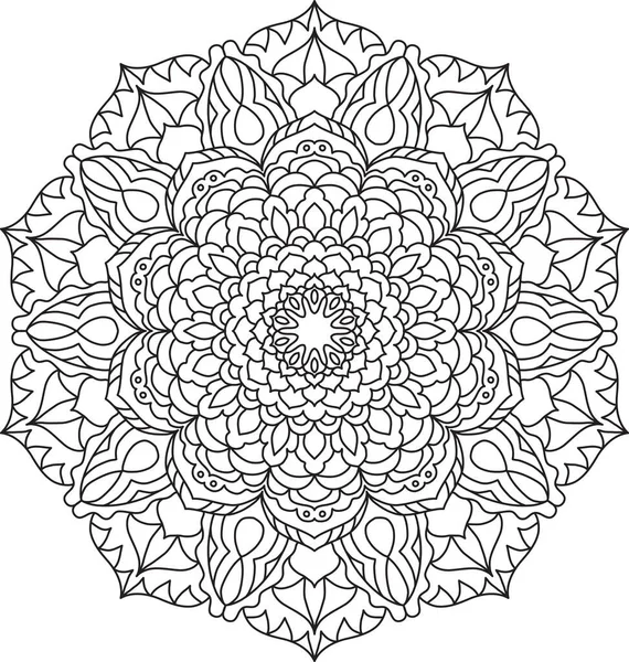 Círculo Mandala Página Para Colorir Para Adultos Poster Mandala Preto — Vetor de Stock