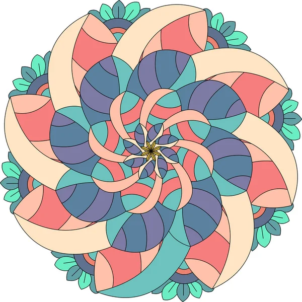 Canlı renklerle çember şeklinde mandala. Renkli kart, duvar kağıdı, afiş. Rahatla ve meditasyon posteri. Afiyet olsun! Eps 10.
