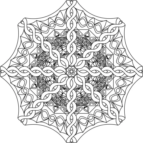 Círculo Mandala Para Colorear Página Para Adultos Cartel Mandala Blanco — Vector de stock