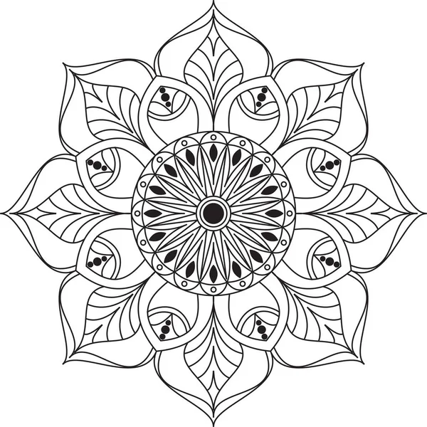 Círculo Mandala Página Para Colorir Para Adultos Poster Mandala Preto —  Vetores de Stock