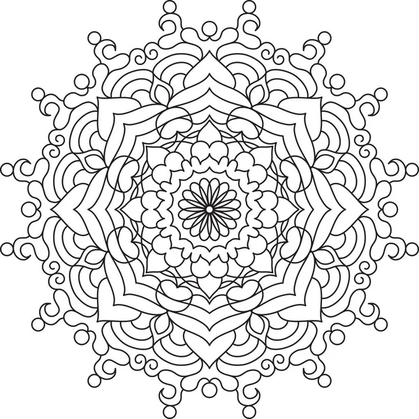 Coloriage Mandala Cercle Pour Adulte Affiche Mandala Noir Blanc Détends — Image vectorielle