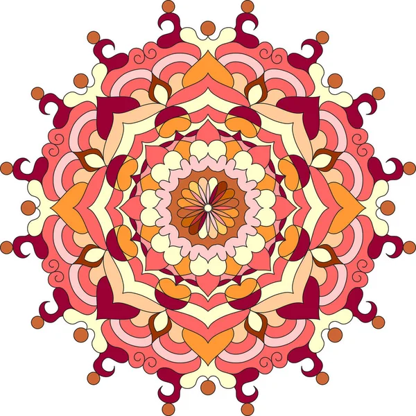 Canlı renklerle çember şeklinde mandala. Renkli kart, duvar kağıdı, afiş. Rahatla ve meditasyon posteri. Afiyet olsun! Eps 10.