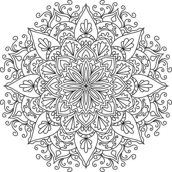 Coloriage Mandala Cercle Pour Adulte Affiche Mandala Noir Blanc Détends — Image vectorielle