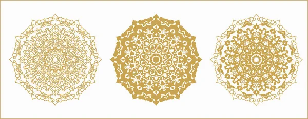 Altın Mandala koleksiyonu. Mandala posterini çember yapın. Rahatla ve meditasyon sayfası.