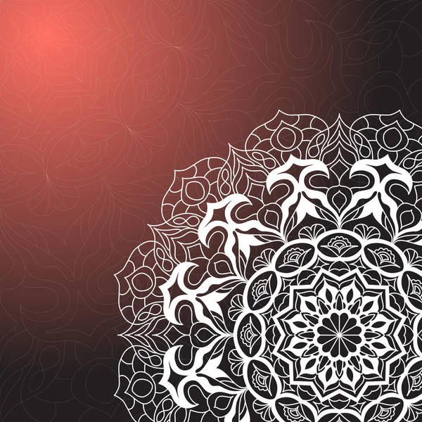 Black Living Coral Colors Backgrond Beautiful Mandala Design Vector Illustration — Stock Vector