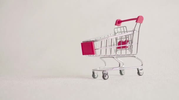 Shopping cart with car, buy car. — Stock Video