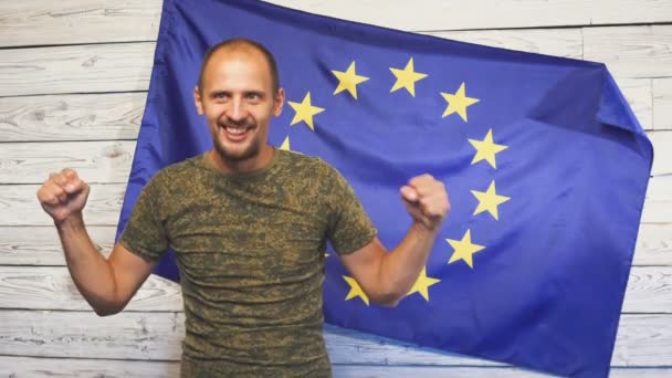 Nationale Streitkräfte Mit Flagge Hintergrund Konzeptionelle Serie Europäische Union — Stockvideo