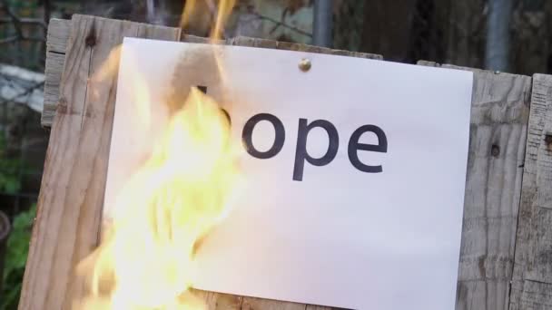 Flammendes Wort Hoffnung — Stockvideo