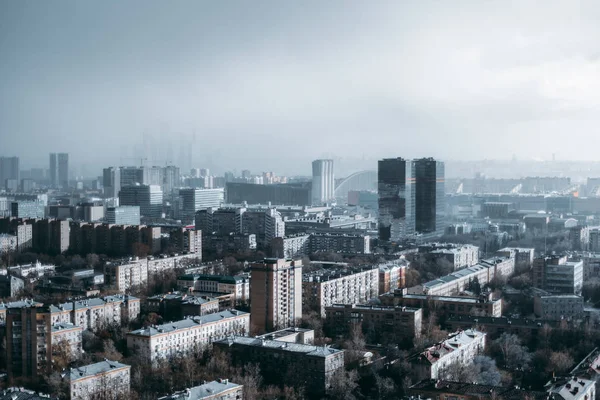 Megapolis Városkép Egy Magas Pont Heves Esőzések Során Lakónegyedben Előtérben — Stock Fotó