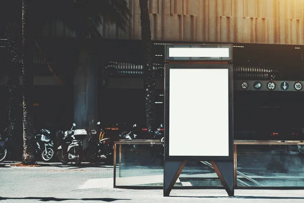 Vertical Empty Billboard Placeholder Template Street Motorbikes Subway Underground Passage — Stock Photo, Image