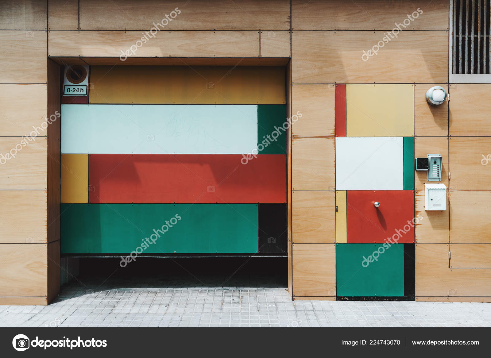 Multicolored Fancy Wooden Facade Ordinary House Street Barcelona