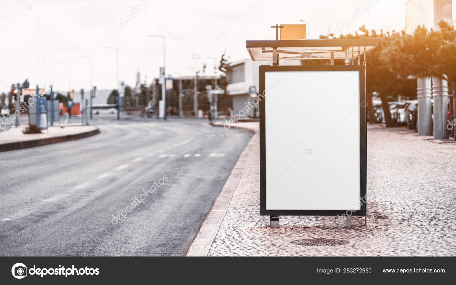 Download Free An Empty Poster Mockup On A Bus Stop Stock Photo C Skynextphoto 283272980 PSD Mockup Template
