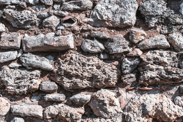 Textura Pared Piedras Diferentes Tamaños Piedra Caliza Rocas Concha Hormigón — Foto de Stock