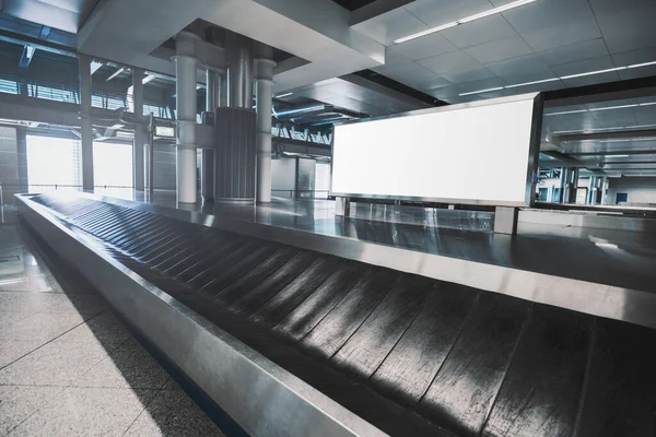 White Blank Rectangular Advertising Billboard Mock Airport Baggage Claim Hall — Stock Photo, Image