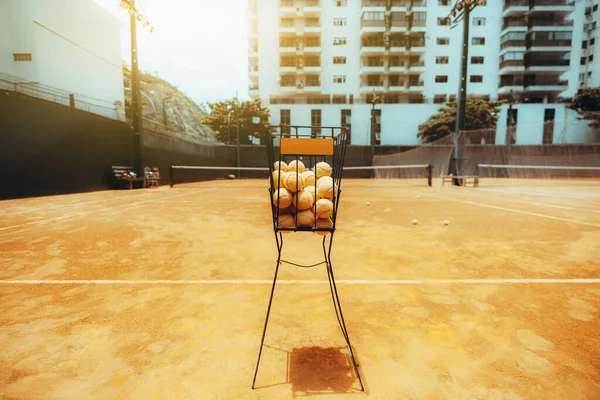 Blick Auf Einen Leeren Tennisplatz Freien Mit Selektivem Fokus Auf — Stockfoto