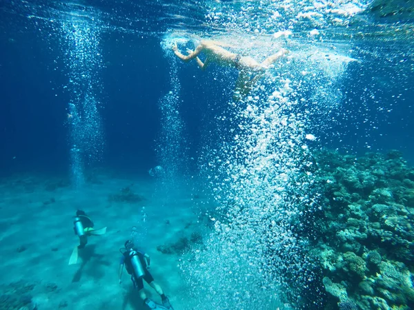 Recifes Coral Debaixo Água Mergulho Snorkling Descanso Ativo — Fotografia de Stock