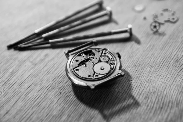 Watchmaker Ремонтує Старовинний Автоматичний Годинник — стокове фото