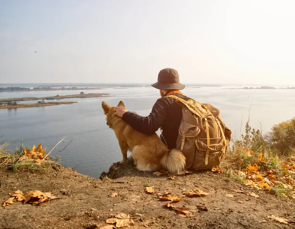 Homem Com Seu Cão — Fotografia de Stock