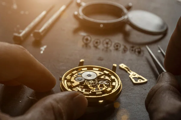 Mechanische Horloge Reparatie Horlogemaker Repareert — Stockfoto