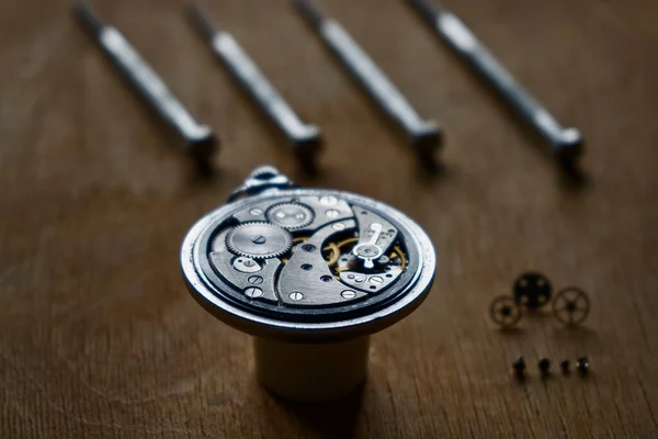 Officina Orologiera Riparazione Orologi Meccanici — Foto Stock