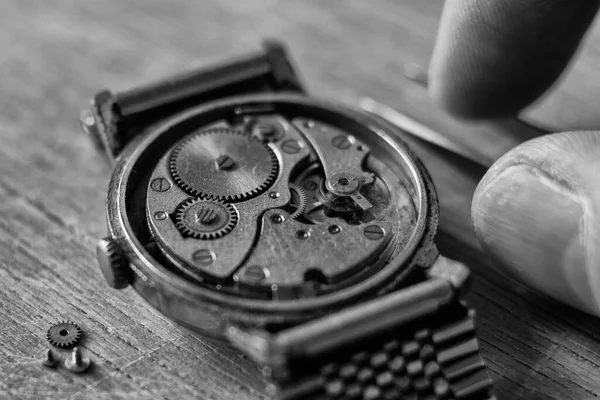 Майстерня Годинникаря Ремонт Механічних Годинників — стокове фото
