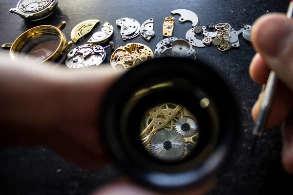 Mechanische Horloge Reparatie Horlogemaker Werkplaats — Stockfoto