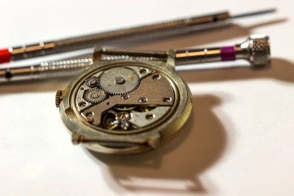 Mechanical Watch Repair Watchmaker Workshop — Stock Photo, Image