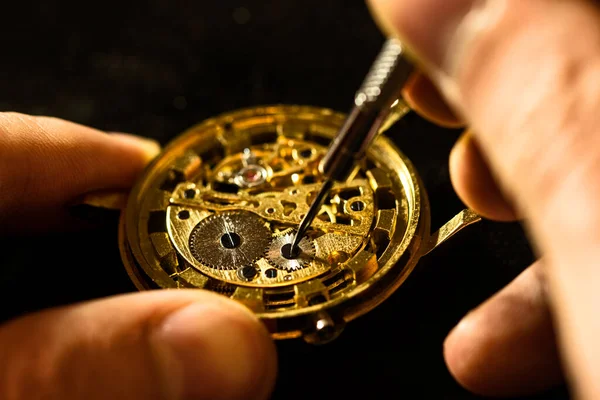 Processen För Reparation Mekaniska Klockor — Stockfoto