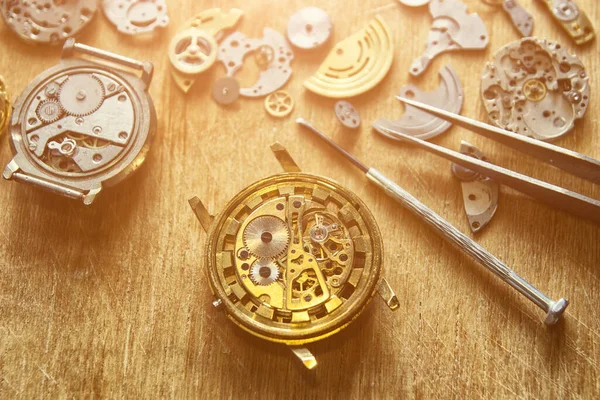 Watchmaker Ремонтує Наручний Годинник Механічний Годинник Крупним Планом — стокове фото