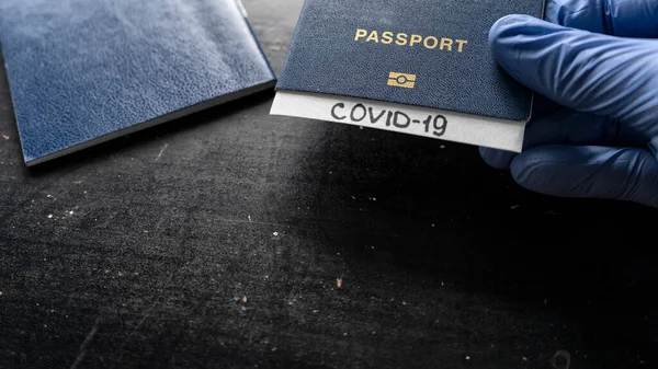 Passport with a diagnosis of covert 19, traveling during a pandemic