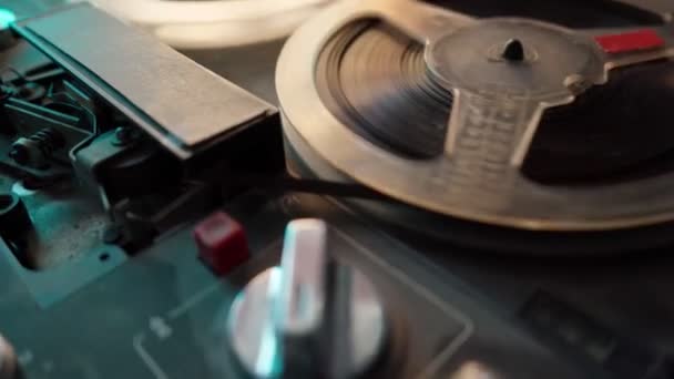 Old Tape Recorder Plays Music — Stock Video