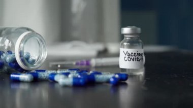 Coronavirus aşısı, labaratuar, kapatın.