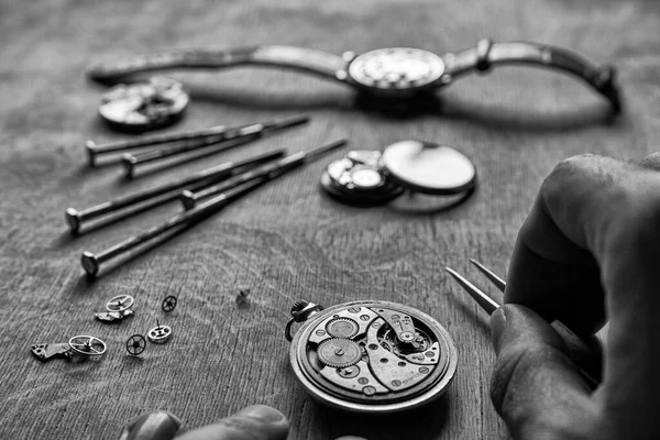 Mechanische Horloge Reparatie Horlogemaker Werkplaats — Stockfoto