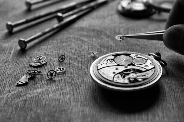 Mechanische Horloge Reparatie Horlogemaker Werkplaats — Stockfoto