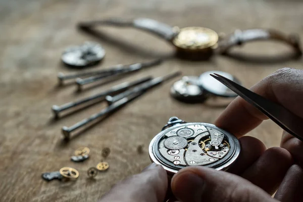 Mechanische Horloge Reparatie Horlogemaker Werkplaats — Stockfoto