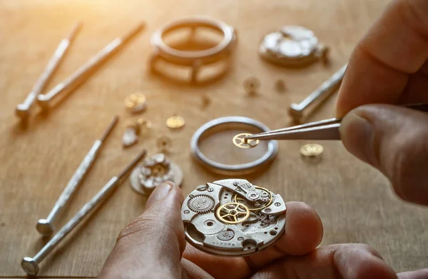 Mechanische Horloge Reparatie Horlogemaker Werkplaats — Stockfoto