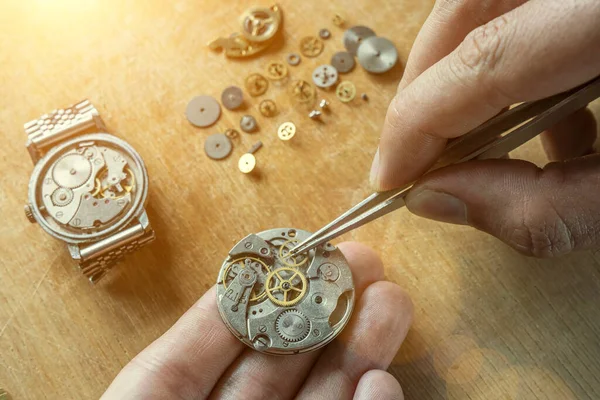 Mechanische Horloge Reparatie Horlogemaker Werkplaats — Stockfoto