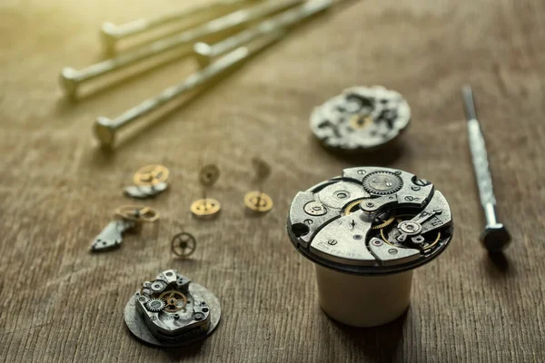 Mechanische Horloge Reparatie Horlogemaker Werkplaats — Stockfoto