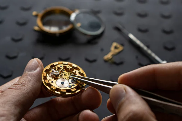 Atelier Horloger Réparation Montres Mécaniques Kit Réparation Special Gros Plan — Photo