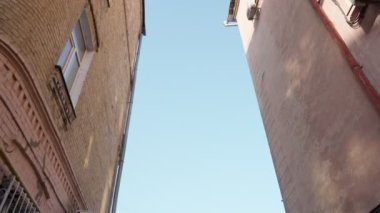 Panorama of old buildings, between two buildings