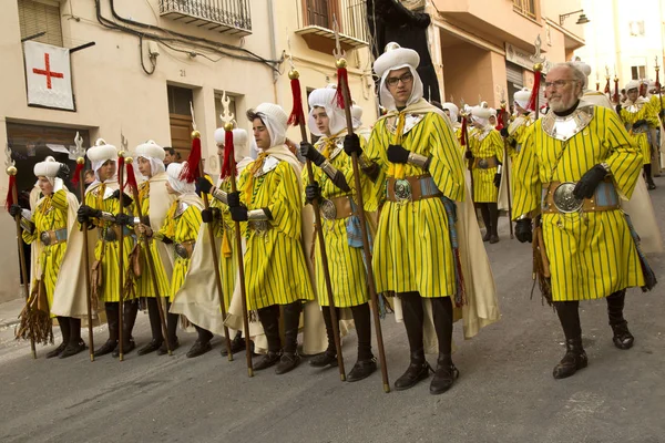 Alcoy Alicante Hiszpania Kwietnia 2017 Święto Maurów Chrześcijan Marsz Przez — Zdjęcie stockowe