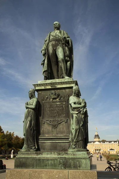 Karlsruhe Németország Október 2017 Szobor Carl Friedrich Von Baden Városában — Stock Fotó