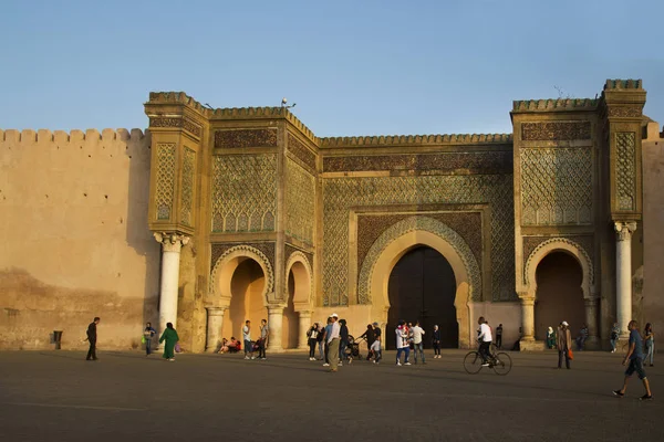 Meknes Maroko Září 2017 Brána Bab Mansour Meknes Maroko — Stock fotografie