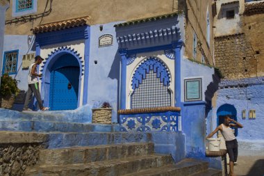 : Chefchaouen, Morocco. 24 Eylül 2017. Medine: Chefchaouen, Morocco mavi kasabasında.
