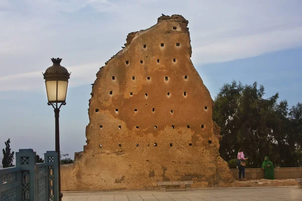 Rabat Morocco Setembro 2017 Parte Muralha Lado Torre Hassan Mausoléu — Fotografia de Stock