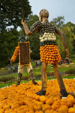 16 Eylül 2017, Ludwigsburg, Almanya. Balkabağına Ludwigsburg kasaba parkta yapılan resimler.