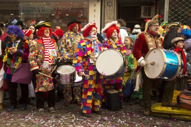 Köln, Almanya, 12 Şubat 2018. Geleneksel karnaval geçit karnaval maskesi.