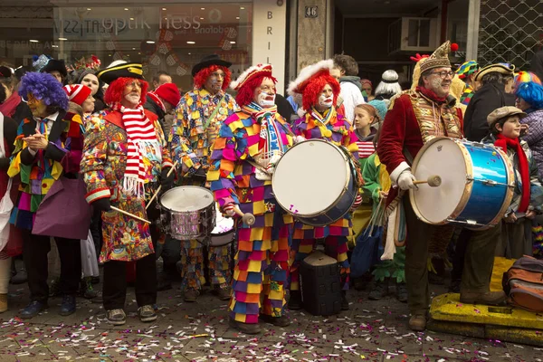 Köln, Almanya, 12 Şubat 2018. Geleneksel karnaval geçit karnaval maskesi.