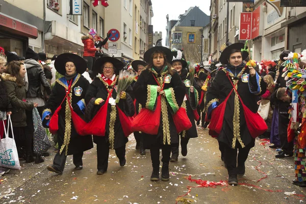 Colore Germania Febbraio 2018 Tradizionale Sfilata Maschere Carnevale — Foto Stock